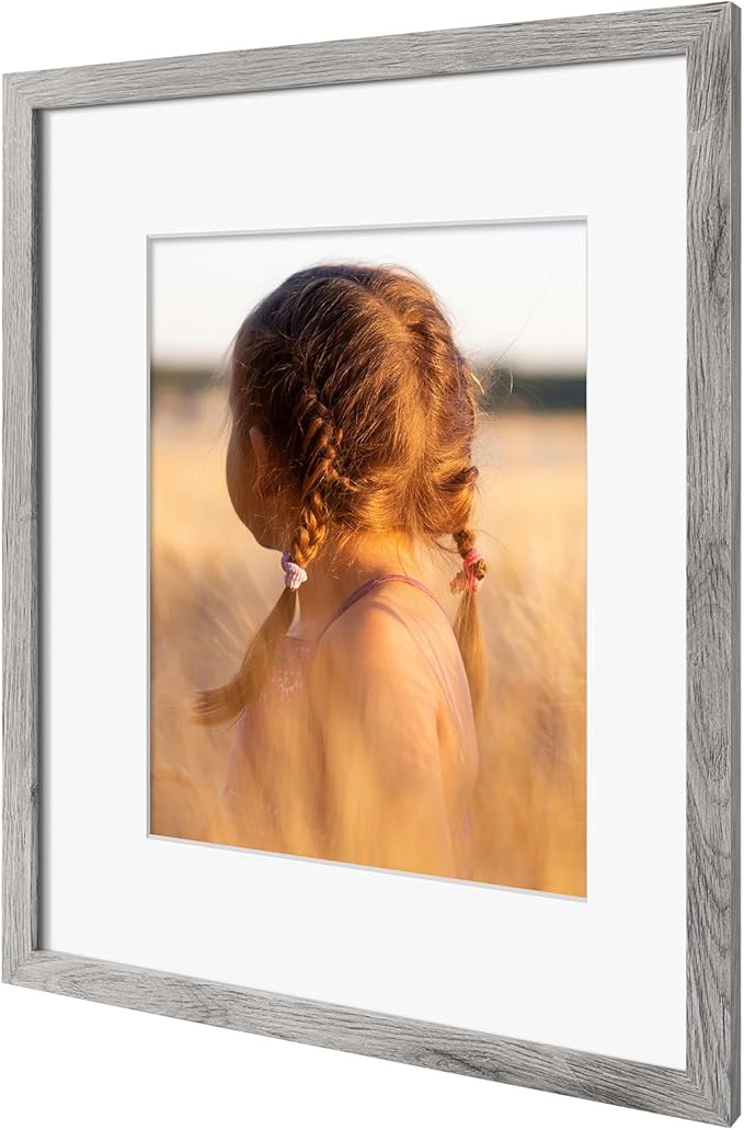 Golden State Art, 16X20 Picture Frame with Mat for 11X14 - High Definition Glass Wall Mounting Horizontal Vertical Display (Gray, 1 Pack)