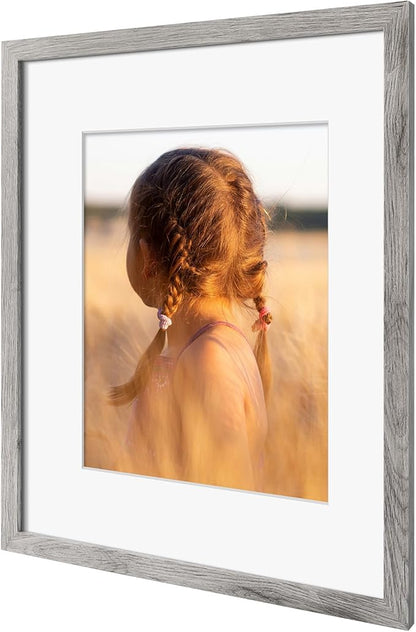 Golden State Art, 16X20 Picture Frame with Mat for 11X14 - High Definition Glass Wall Mounting Horizontal Vertical Display (Gray, 1 Pack)