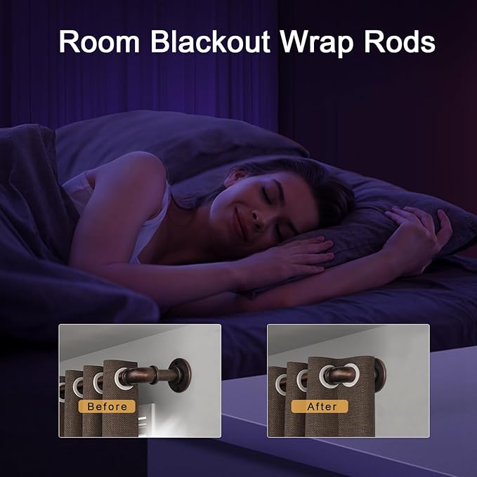 Bronze Curtain Rods 18 to 120 Inch, Industrial Curtain Rods,Adjustable Length,1 in Diameter Pipe,Wall or Ceiling Mounted,for Bedroom and Living Room(Antique Red Bronze 18” to 120”)