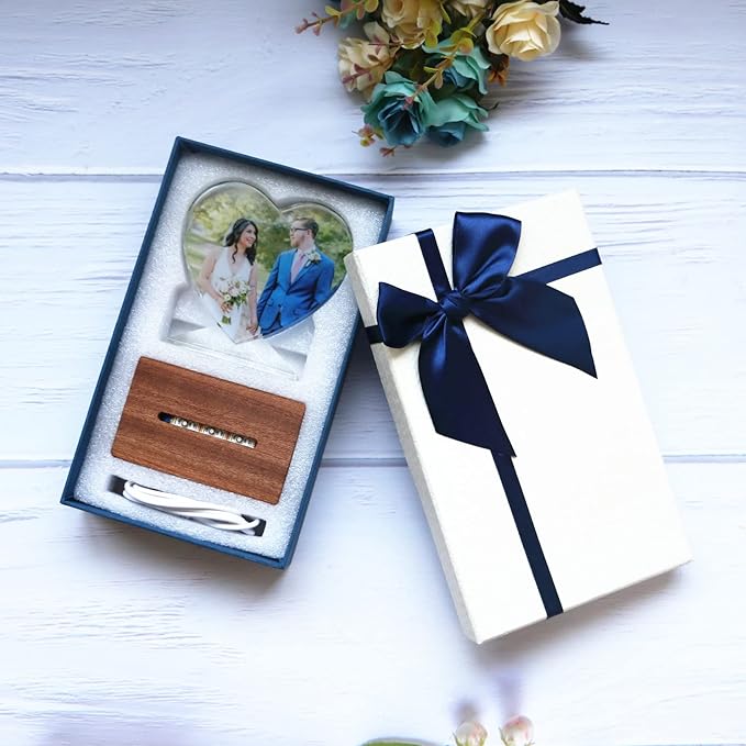 FANF&YKPY Personalized Crystal Custom Color Pictures - Heart-shaped Crystal Photo Frame, Birthdays, gift for her, Wedding Gifts, for Girlfriends, Husbands,Wife,Friends,Parents