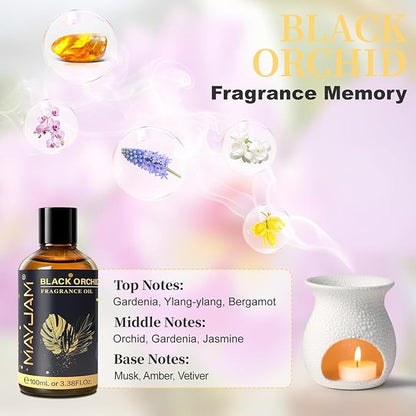 MAYJAM 100ML/3.38FL.OZ Black Orchid Fragrance Oils with Glass Dropper, Essential Oils for Diffusers for Home, Long Lasting Scented Oils for Diffusers Soap Candle Making