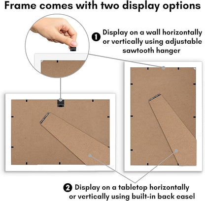 Americanflat 8x12 Picture Frame with Shatter-Resistant Glass - Signature Collection - Gallery-Style Frames Made of Engineered Wood - Photo Frame for Tabletop and Wall Display - White