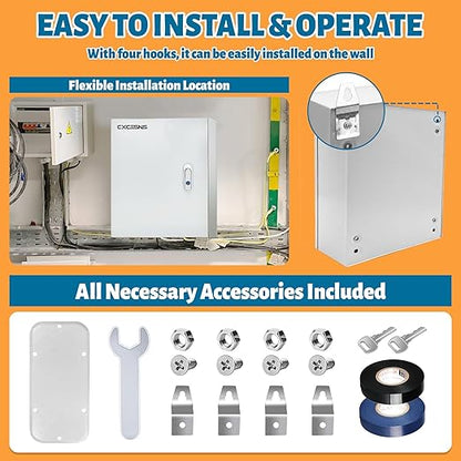 Outdoor Electrical Box 20 x 16 x 10''D NEMA 4X Enclosure Steel Box, Waterproof & Dustproof Outdoor/Indoor Lockable Electrical Junction Box, with Mounting Plate