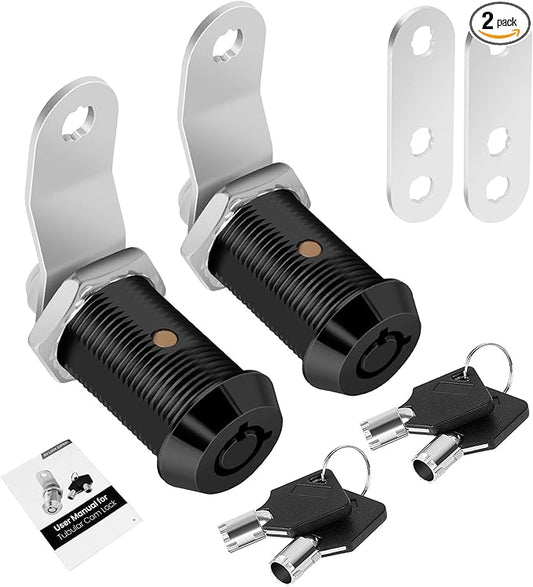 2 Pack Cabinet Lock with Keys, 1-1/8" RV Storage Lock Keyed Alike, RV Locks for Storage Door, Camper Cabinet Door Toolbox Lock Mailbox RV Cam Locks with Manual (Black -2 Pack, 1-1/8 Inch)…