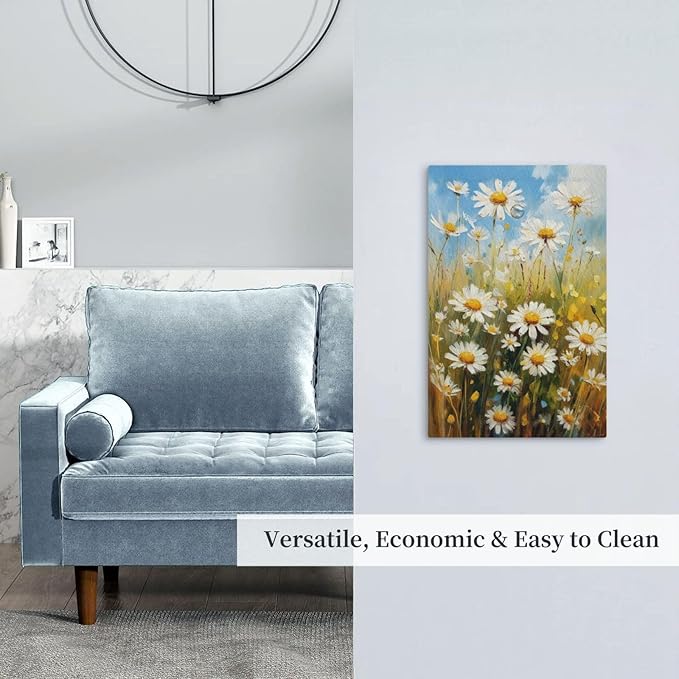 Decorative Light Switch Plate Covers White Daisy Flowers Floral Oil Painting 1 Gang No Device Single Blank Outlet Covers Wall Plate Light Switch Cover Plate for Bedroom Home Decor