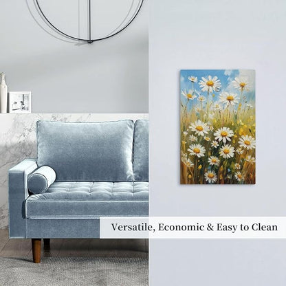 Decorative Light Switch Plate Covers White Daisy Flowers Floral Oil Painting 1 Gang No Device Single Blank Outlet Covers Wall Plate Light Switch Cover Plate for Bedroom Home Decor