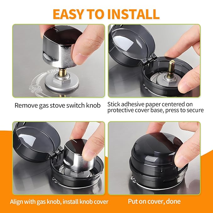 Gas Stove Knob Covers – Heat-Resistant Baby Proof Stove Knob Covers, Universal Size Gas Stove Knob Locks, Stove Child Proof Knobs with Adhesive, Stove Safety Guard for Kids Toddler Pet(6 Pack)
