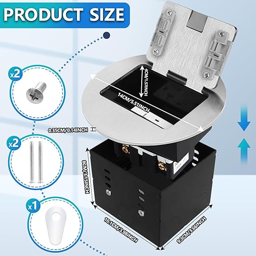 KYHSHJ Recessed Circular Floor Socket Kit with2* 20 Amp Stainless Steel GFCI Tamper Receptacle Outlet,Corrosive Resistant Hardware，Silver