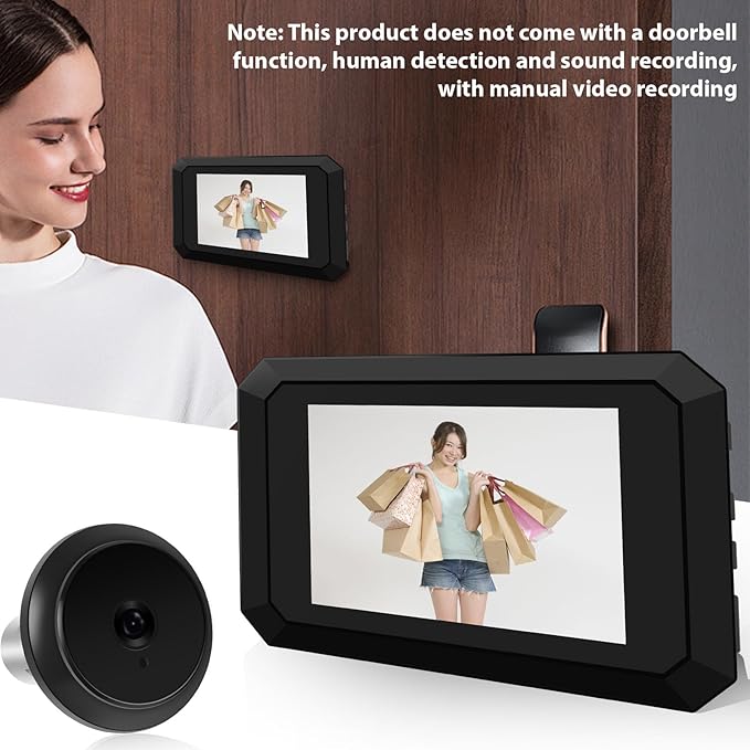 Digital Peephole Door Viewer-3.97inch LCD Monitor with 1080P 2MP Camera Kit, 120° Wide Viewing Angle, Color Night Vision, Built-in 1400mAh Battery, Type-C Rechargeable for Home Apartment