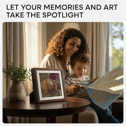 Homeforia 8x8 Picture Frame Brown, High-End Dark Oak 8 x 8 Square Brown Wood Frame with Mat 6 by 6 for Art, 8by8 Wooden Walnut Poster Frame Matted to 6x6 inch Photo, Tempered Glass, Wall Kit, Set of 1