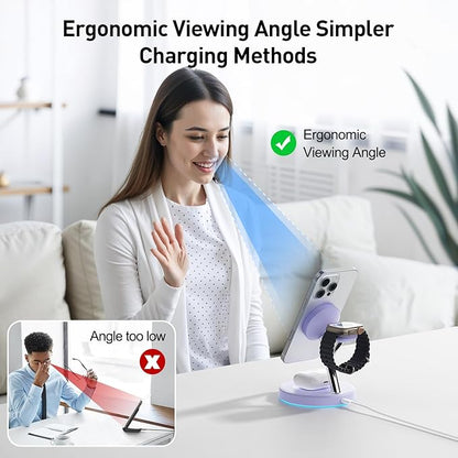 2025 3 in 1Charging Station Compatible with Mag-safe Charger Wireless Charger Stand for iPhoneAir17 16 15 14 13 12Series Wireless Charging Station for AirPods Wireless Charging Stand for iWatch Series