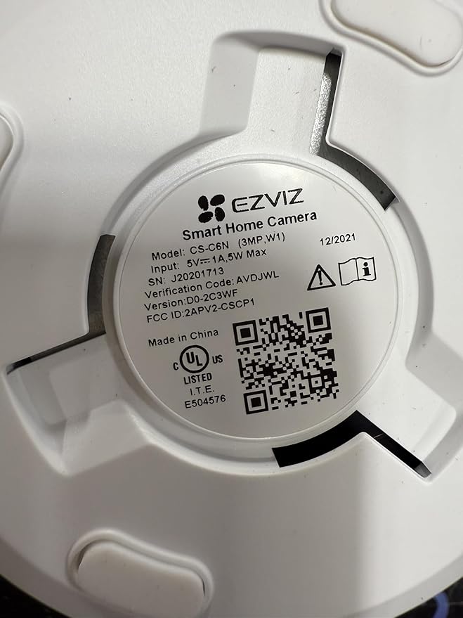 EZVIZ C6N 3MP Indoor WiFi Pan & Tilt Camera, Motion Detection with H.265 Video Technology, Smart Tracking, Smart Night Vision, Two-Way Talk - White