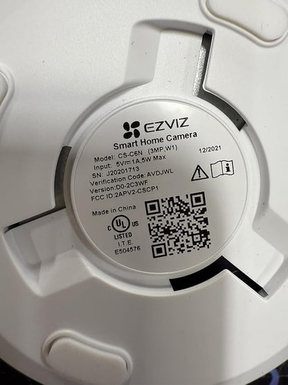 EZVIZ C6N 3MP Indoor WiFi Pan & Tilt Camera, Motion Detection with H.265 Video Technology, Smart Tracking, Smart Night Vision, Two-Way Talk - White