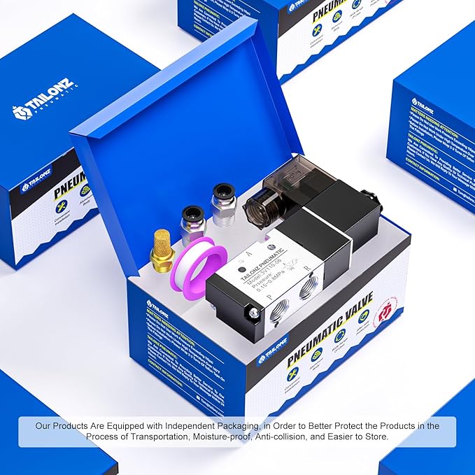 TAILONZ PNEUMATIC 1/8"NPT Solenoid Valve 3V110-06 DC12V Single Coil Pilot-Operated Electric 2 Position 3 Way Connection Type (Junction Box)