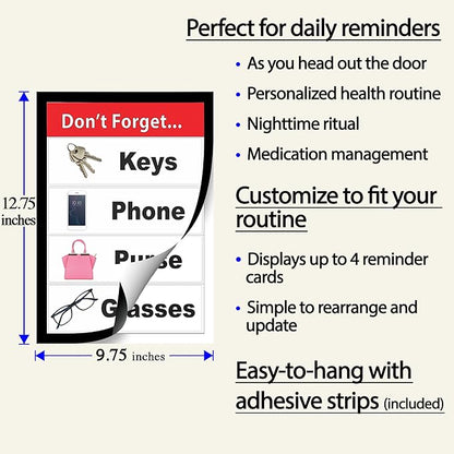 Reminder Organization Board for Seniors – Daily Task & Memory Aid – Dementia and Alzheimer’s Reminder Tool – Visual Organizer with 20 Cards for Routines & Personalized Prompts
