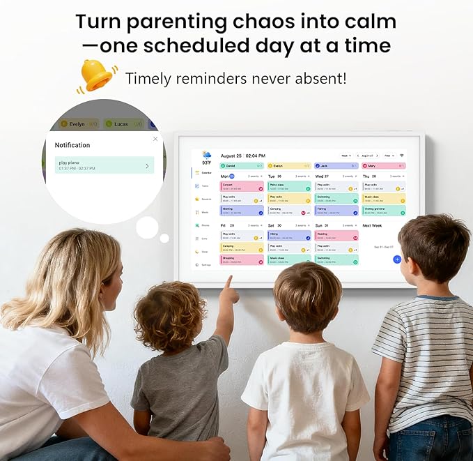 Digital Calendar Schedual Planning Calendar, Chore Chart Task & Rewards for Parent-child 1920 x 1080P Full HD Interactive Touchscreen Smart Family Planner, Wall & Desk Mountable (White, 21.5inch)