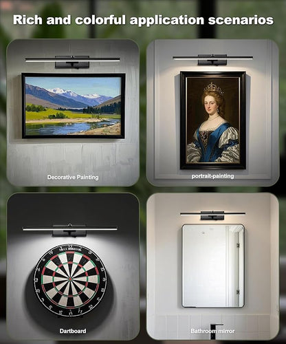 Battery Operated Picture Light with Wireless Remote 3CCT Dimmable Black Wall Art Lights for Paintings 3 Colors Rechargeable home decor Gallery Light 16’‘ Artwork Lighting for Canvas Timer Function