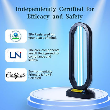 UV Light Sanitizer with Ozone,UVC Disinfection Lamp with Remote Control,Ultraviolet Light Sanitizer for Whole Home,Room & Kitchen,UV Sterilizer15/30/45/60 Minutes Timer