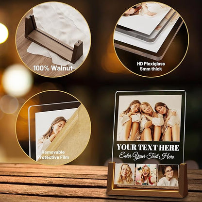 Photo Decorative Plaque Personalized Gifts, Custom Valentines Gifts for Him Her, Customized Picture Frame for Boyfriend Girlfriend Couples Wife Women on Anniversary Birthday