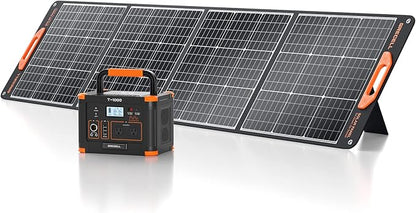 GRECELL 1000W Solar Generator with 200W Portable Solar Panel, 999Wh Portable Power Station Solar Powered Generator Lithium Battery Backup USB-C PD 60W for Outdoor Camping RV Off-grid Home Emergency