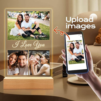 Custom Picture Frame, Customized Picture Frames, Personalized Photo Frame with Night Light, Personalized Anniversary Valentines Day Gifts for Women Men Her Him Girlfriend Boyfriend Couple