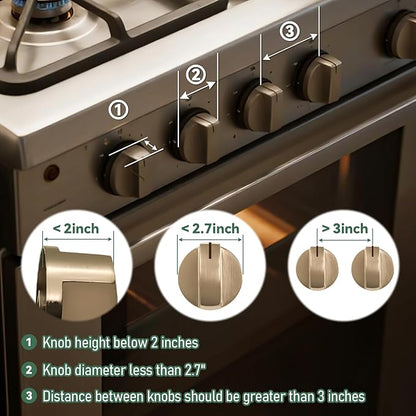 Child Safety Stove Knob Covers Fits knobs Under 1.56 inches in Diameter and 2.1 inches in Height Waterproof, Oil-Resistant, and Heat-Resistant (5-Pack)
