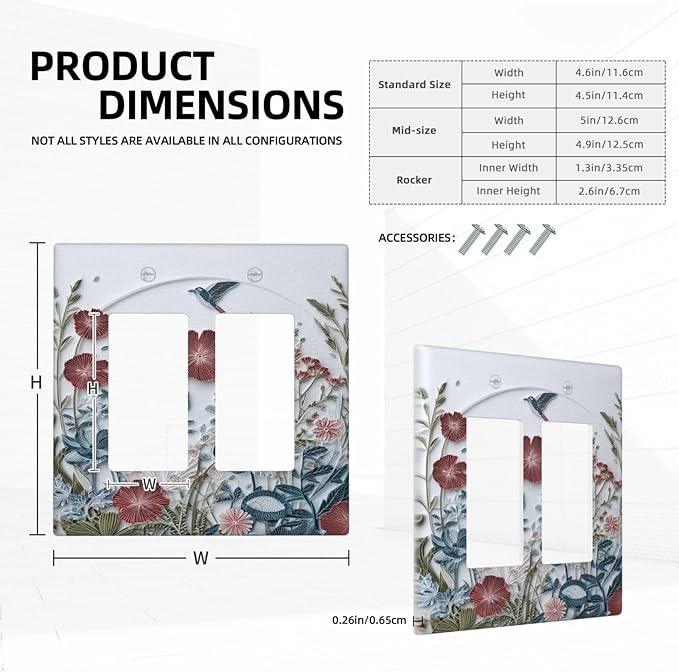 Wildflowers Flowers Floral Plants 2 Gang Double Rocker Wall Plate Cover Decorative Light Switch Covers Electrical Faceplate Switch Plates for Bathroom Kitchen Home