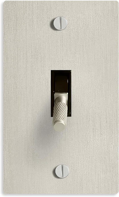 Select 15A 120V AC 1-Gang Toggle Switch, Vintage Satin Nickel Plated Single Pole 3 Way Compatible Wall Mount Toggle Switch, Included Faceplate & Switch Module, UL Listed