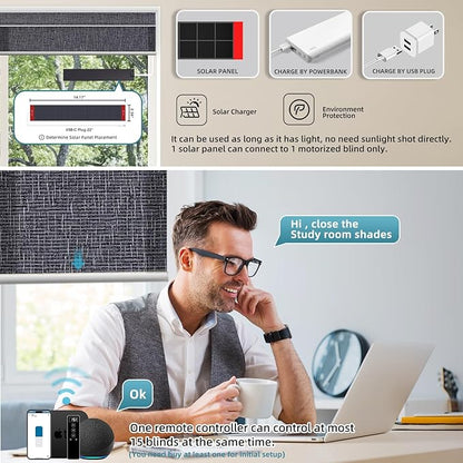 SmartWings Motorized Light Filtering Roller Shades 70% Blackout Custom Size, Rechargeable Battery, Works with Matter/Apple HomeKit, Alexa, Thread/Zigbee, Remote Optional, 70% Twilight Charcoal Grey