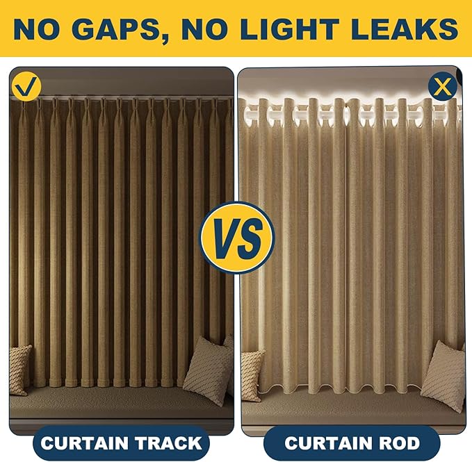 Retractable Curtain Track System, 3.6-5.9ft/43.3-70.9in Ceiling & Wall Mounting Aluminum Heavy Duty Track for Curtains with Silent Rollers, Adjustable Rod Rail for Room Divider/Shower/Living Room