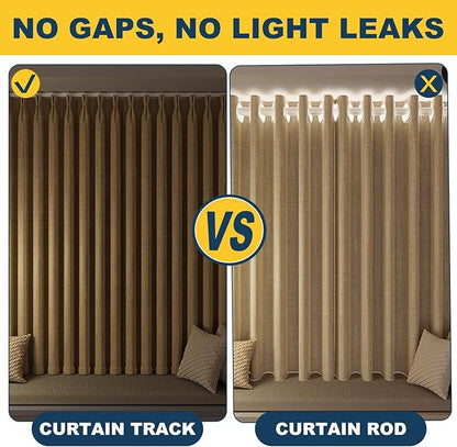 Retractable Curtain Track System, 3.6-5.9ft/43.3-70.9in Ceiling & Wall Mounting Aluminum Heavy Duty Track for Curtains with Silent Rollers, Adjustable Rod Rail for Room Divider/Shower/Living Room