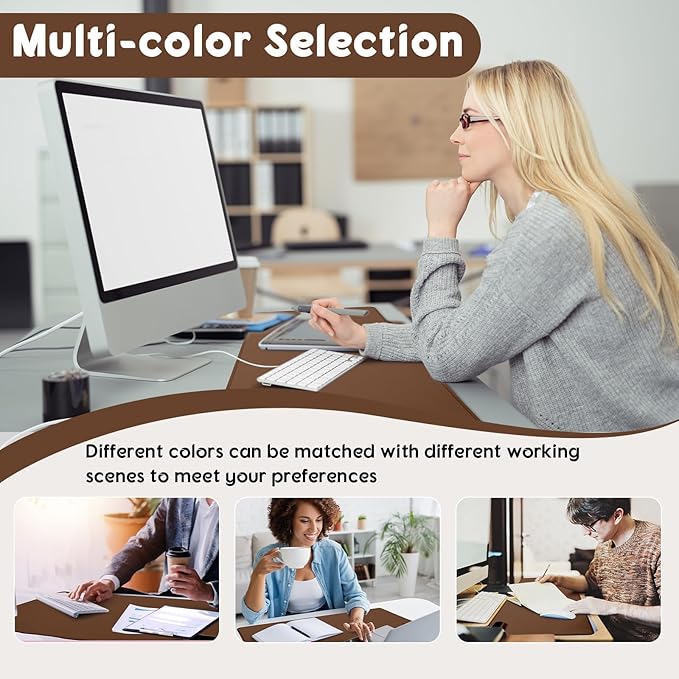 Konohan Heated Large Desk Mat PU Leather Warm Mouse Pad with 5 Heating Level & 4 Hour Auto Shut-Off Heating Keyboard Pad Warmer Gaming Mice Mat Only Supports 110v(Brown Color,31.5" X 13")