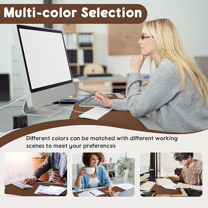 Konohan Heated Large Desk Mat PU Leather Warm Mouse Pad with 5 Heating Level & 4 Hour Auto Shut-Off Heating Keyboard Pad Warmer Gaming Mice Mat Only Supports 110v(Brown Color,31.5" X 13")
