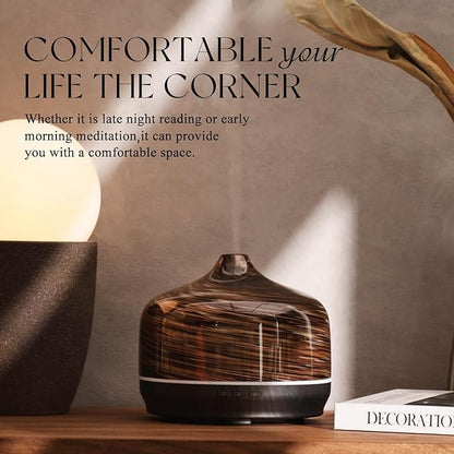 Porseme 500ml Glass Essential Oil Diffuser Aromatherapy Ultrasonic Cool Mist Humidifier 15-21 Running Hours Waterless Auto-Off Air Diffusers for Sleeping Yoga Office Working Spa and Rest (Dark Golden)