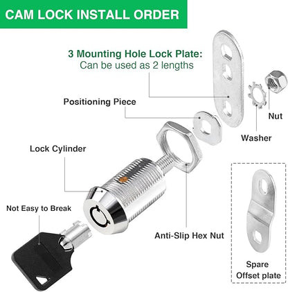 5 Pack Cabinet Lock with Keys, 1" RV Storage Locks Keyed Alike, RV Locks for Storage Door, Camper Toolbox RV Cam Locks with Manual(5Pack, 1 Inch)