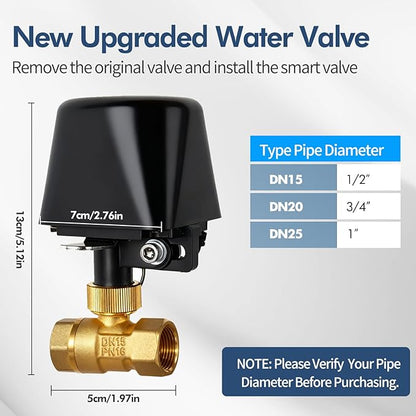 Owfeel WiFi Smart Water Valve, APP Remote Control, DN25 Ball Brass Water Valve, Compatible With Alexa, Google and Application Program iOS/Android, Only Supports 2.4 GHz WiFi (1")