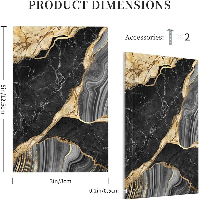 Decorative Light Switch Plate Covers Modern Abstract Black Gold Marble 1 Gang No Device Single Blank Outlet Covers Wall Plate Light Switch Cover Plate for Bathroom Kitchen Decor