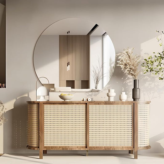 Half Moon Bathroom Mirror 36", Modern Frameless Wall Mirror, Hanging Decorative Vanity Mirror, Minimalist Explosion Proof Semi Circle Mirror for Living Room Bedroom Entryway, Down Cut
