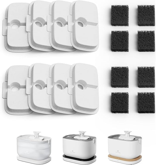 PETLIBRO Replacement Filters for Dockstream Cat Water Fountain PLWF106/PLWF116/PLWF115/PLWF105/PLWF005, 4 Months Set of Replacement Filters for Ultra Quiet Cat Fountain, 8 Count for Pet Water Fountain