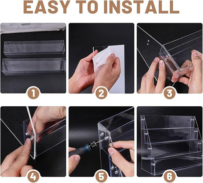 GLOBLELAND 4-Tier Clear Acrylic Sticker Display Stand Sticker Display Rack Holder Portable Card Display Rack for Greeting Cards Vendors Retail Business Brochure Postcard