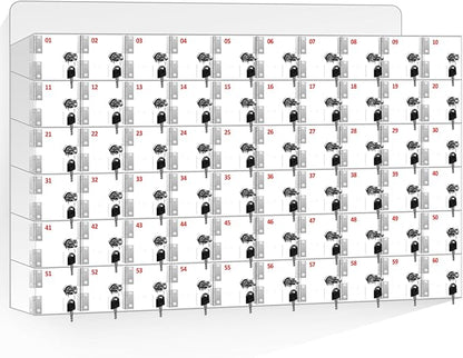 Cell Phone Storage Locker 60 Slots Acrylic Material with Door Locks and Keys, Wall-Mounted Cell Phone Storage Cabinet for Office Classroom Gym Firms, Lockers for Storage, Clear (Large 60 Slots)