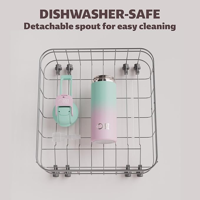OISIZ Insulated Water Bottle 20 oz with 2 in 1 Spout and Straw Lid,One Click Safety Lock,100% Leakproof,Keep Cold 24H,Vacuum Stainless Steel Water Bottle for School,Travel and Sports,Dishwasher Safe