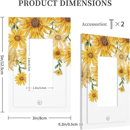 Sunflower Yellow Flowers Floral Decorative Outlet Covers 1 Gang Single Rocker Light Switch Cover Plate Wall Plates GFCI Faceplate for Bed Room Living Room Decor