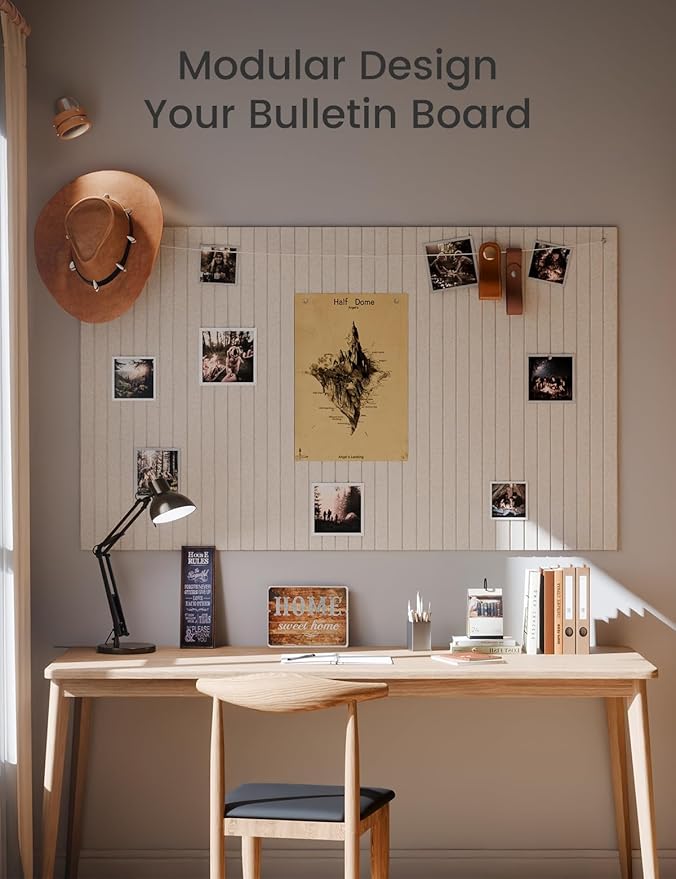 Large Felt Bulletin Board 48" x 36" Cork Board Alternative-12 Pack with 70 Safe Removable Adhesive Tabs, Cork Boards for Walls Cork Board for Home Office Classroom Pin Board (Oatmeal)
