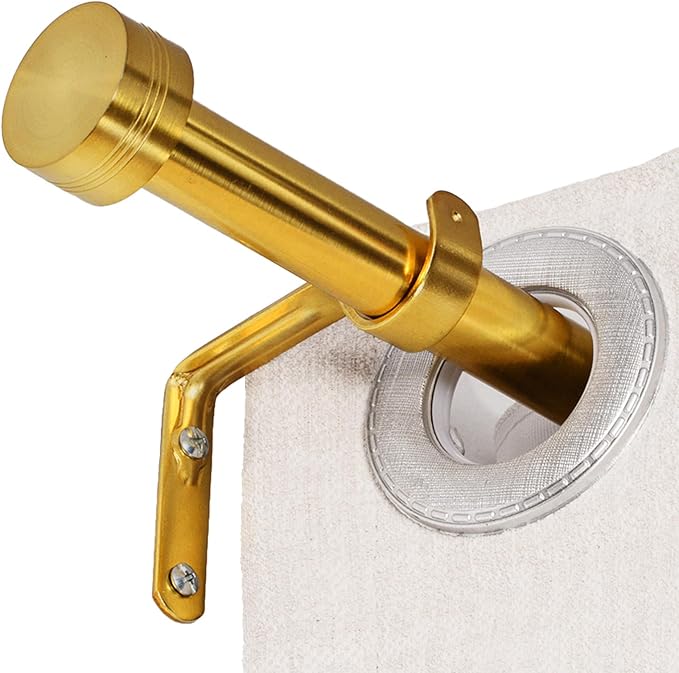 Gold Curtain Rod for Windows 18 to 45 Inches, 1 Inch Adjustable Drapery Pole, Heavy Duty Outdoor/Indoor Modern Curtain Rods, Easy Installation(Warm Gold 18"-45")