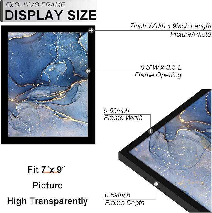 7x9 Picture Frame Set of 6, Black Frame for 7 x 9 Inch Picture Poster Photo, Light Weight and High Transparent 7 by 9 Frame for Wall - 6 Pack/Black/7"x9"