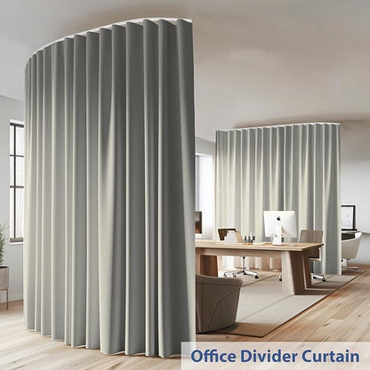 Room Divider Ceiling Mounted Curtains Track Sets Extra Wide Blackout Curtain Flexible Tracks for Bedroom Privacy Partition Separator, 1 Panel Light Grey Drape and White Rail, W8.3 x H10ft