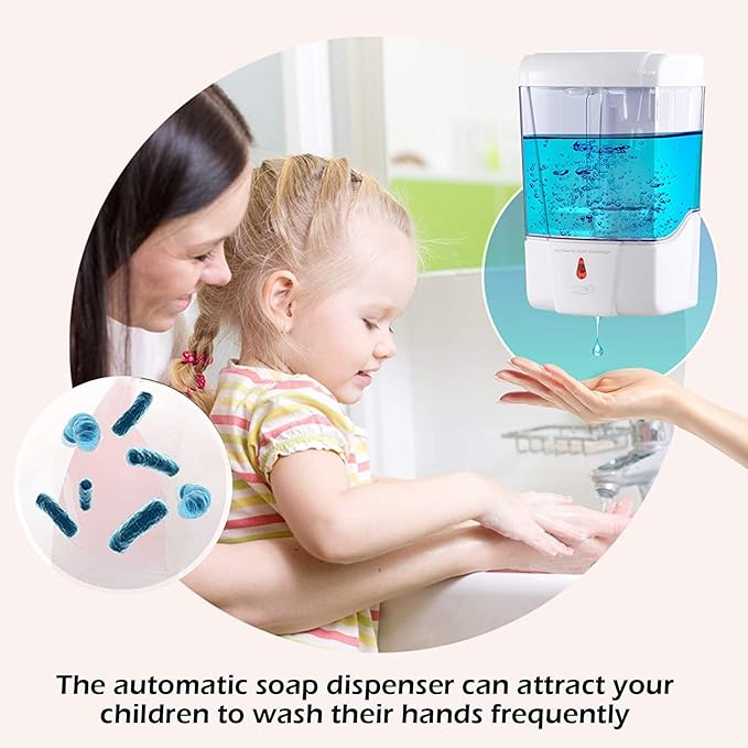 Automatic Soap Dispenser Wall Mount 2 Pack White 20 Oz with Key Anti-Theft Design for Commercial Bathroom Restroom Toilet Hotel