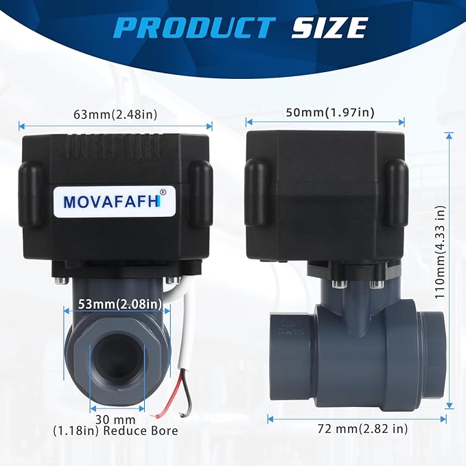 1" Motorized Ball Valve UPVC - 2 Wire Auto Return Electric Water Valve with Full Port, 9-24V AC/DC Automatic Ball Valve