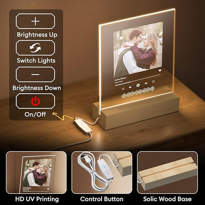 Personalized Picture Frame, Custom Tabletop Photo Frame with Light, Customized Gift for Mom/Father/Kid/Friend/Pet - Birthday, Valentine’s Day, Mother's Day, Father's Day, Christmas (R01)